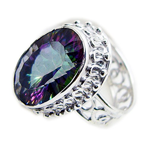 Bague quartz mystique en argent massif ovale contre les bijoux ternes sans éclat