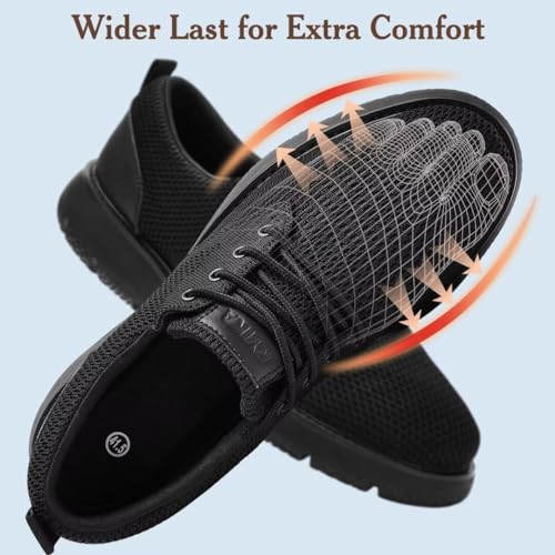 Image of Men's Breathable Mesh Comfortable Business Casual Shoes with Sneakers Design for Long Standing, Office Work, Formal Occasions & Walking All Black