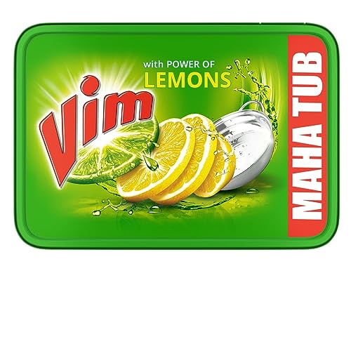 Vim Lemon Dishwash Bar 500g with Reusable Box & Scrubber