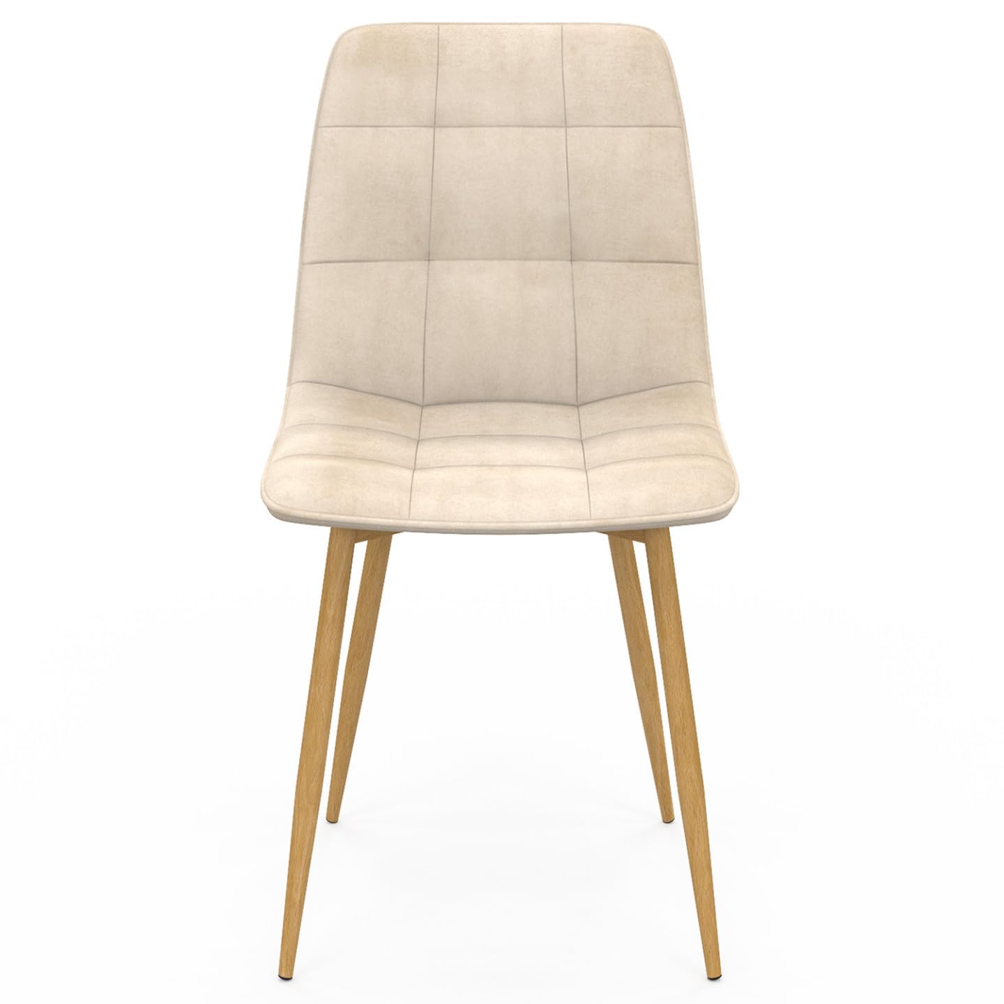 IDMarket – Juego de 6 sillas Mila de terciopelo beige y patas efecto madera para comedor