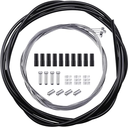 Generic 4PCS Professional Bike Shifter Cable Set, Gear Shifter Cable Groupset, Black