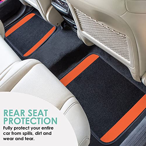 Image of FH Group Automotive Floor Mats - Universal Fit Premium Carpet Car Mats with Driver Heel Pad, Full Set for Cars, SUVs & Trucks - Orange