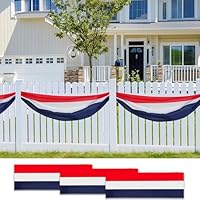 HOOSUN 3 Pack 2x20 Ft Patriotic Bunting American Flags for Outside,Patriotic Decorations Outdoor,USA Flags Presidents Day Decorations,4th of July decor Red White and Blue Banner for Porch