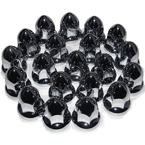 Ibroprat 33Mm Chrome Lug Nut Covers Push On,Abs Chrome Plastic Push-On Bullet Flanged Lug Nut Covers For Semi Trucks Pack Of 20 #TOP7