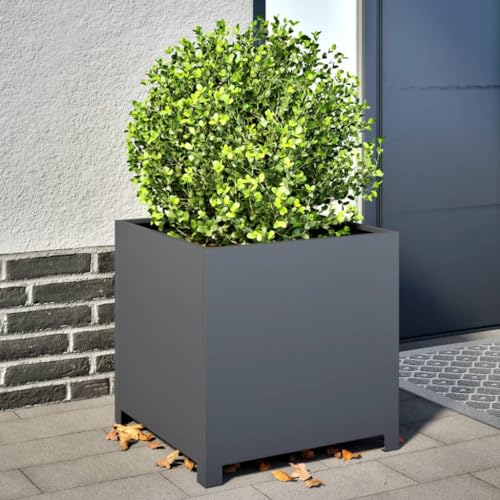 Gecheer Jardinera de Acero Gris Antracita 50x50x50 cm,Jardinera Exterior para Jardín Balcón o Patio,Jardinera Exterior para Jardín Balcón o Patio,TPY-2