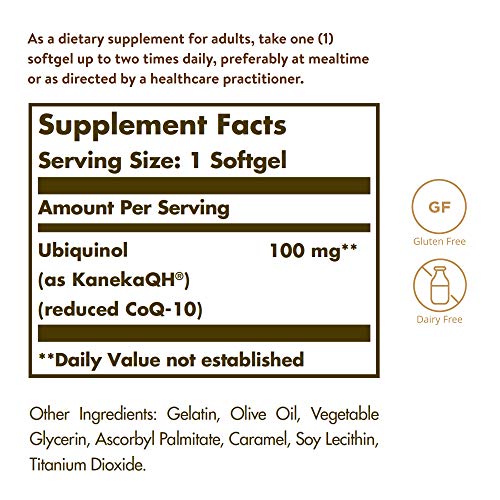 Solgar Ubiquinol 100Mg (Reduced Coq-10), 50 Softgels - 2 Pack - Advanced Antioxidant Support, Heart Health, Overall Health - Gluten Free, Dairy Free - 100 Total Servings #TOP1