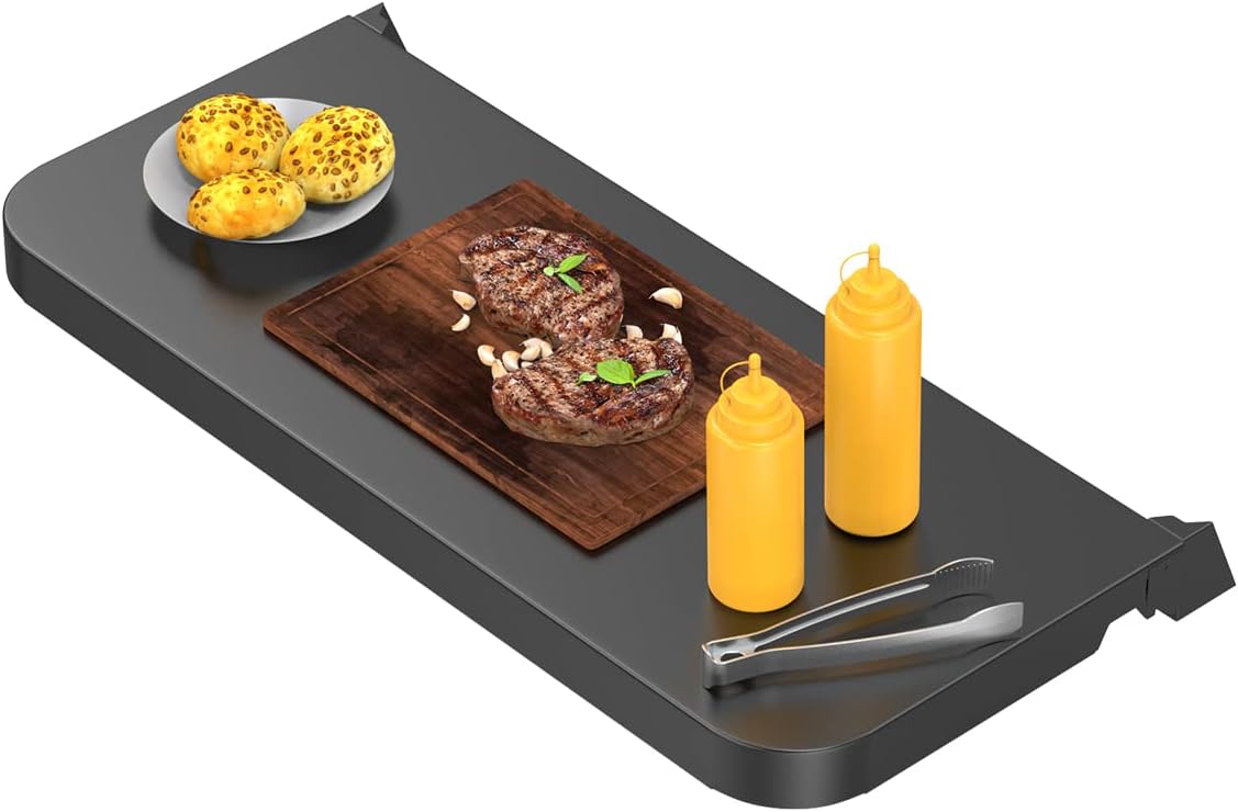 SafBbcue Folding Front Shelf for Masterbuilt Gravity Series 560 Digital Charcoal Grill Replacement Parts, Grill Accessories for Masterbuilt MB20181522 Gravity Smoker Folding Grill Table, Coated Steel