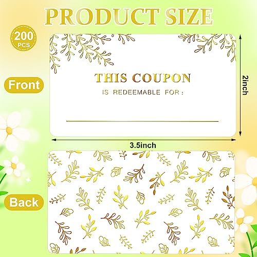 Kosiz 200 Pcs Blank Coupon Cards Gift Certificates for Small Business, 3.5 x 2 DIY Redeem Voucher Cards Services Coupon for Birthday Spas Hair Salons Restaurants - 1