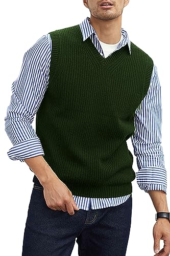 Men's V-Neck Sweater Vest | Anti-Pilling & Anti-Static | Lightweight Thermal Sleeveless Pullover for Casual & Formal Outfits