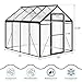 6x8 FT Greenhouse for Outdoors, Polycarbonate Greenhouse with Roof Vent, Ground Nails, Lockable Push Door, Aluminum Large Walk-in Green House for Outside Garden Backyard, Patio, Lawn, Black