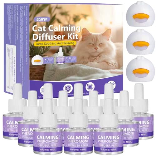 OcePor Cat Calming Diffuser 12 Refill Solutions, 3 Plugs- Cat Pheromones Calming Diffuser Refill, Pheromone Diffuser to Calm Cats, Cat Anxiety Relief - image 8