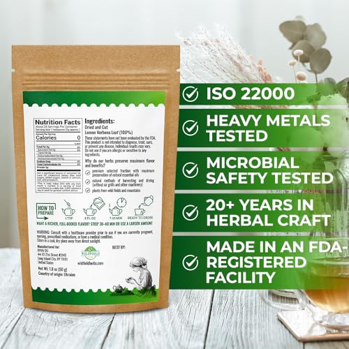 Image of 1.8 oz. Lemon Verbena Herbal Tea (Aloysia Citrodora) - 51g Dried Lemon Verbena Herb Tea Cedron