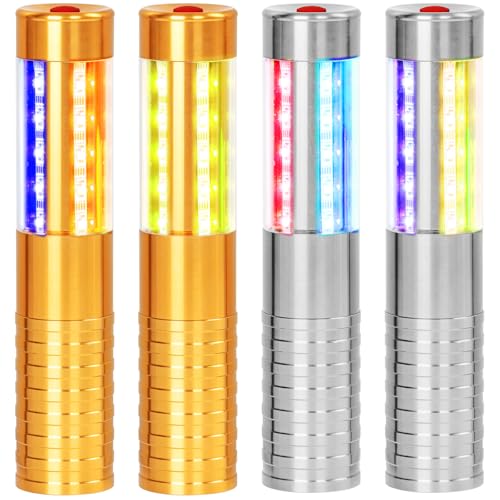 LED Bottle Service Strobe Baton Rechargeable Light Champagne Bottle Handheld Topper for Nightclub Wedding Party Concert Event Outdoor (Gold+Silver, 4pcs)