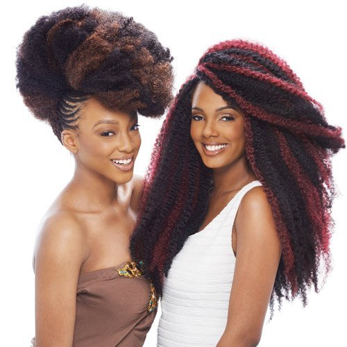 Janet Collection Synthetic Hair Braids Noir Afro Twist Braid (Marley Braid) (6-Pack, M1B/350)