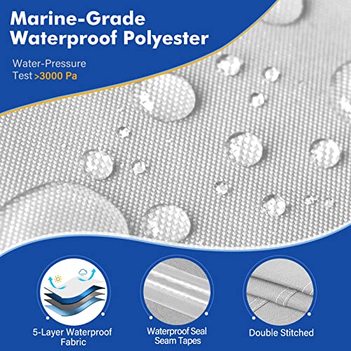 Gray 3 Bow Bimini Top Replacement Canvas For Boat With Light Hole And Storage Boot, Easy Install Zipper Sleeves, Heavy Duty Waterproof 600D Marine Sun Shade Boat Canopy Without Frame #TOP1