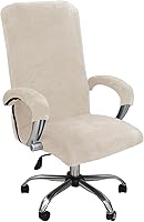Vista 1 de Funda para silla de escritorio de oficina elástica de terciopelo a prueba de gatos con ruedas, funda de asiento de silla con protector de Beige