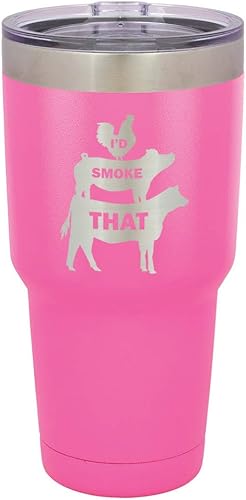 Taza de viaje de acero inoxidable I'D SMOKE THAT Pink de 30 onzas con popote y tapa superior deslizante  Comparar con Yeti Rambler