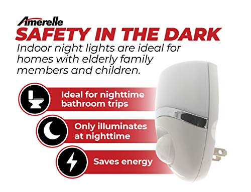 Amerelle Motion Sensor Night Light, 3 Pack - Led Plug In Night Light With Sensor That Lights Up When It Auto Detects Motion - Wide 100 Degree Detection Zone - Ideal For Bathroom & Nursery - (73092Cc) #TOP2