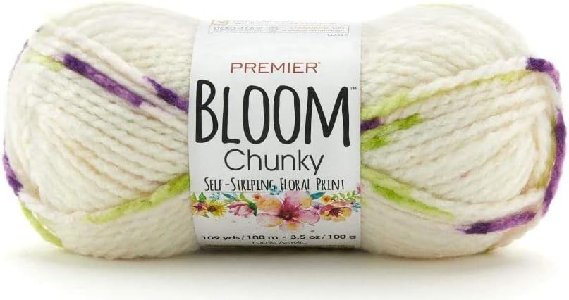 Miniatura 2 de Premier Yarns Bloom Chunky - 3.5 oz - Peso voluminoso #5 - Paquete de 3 paquetes con marcadores de puntada Bella's Crafts (violeta)