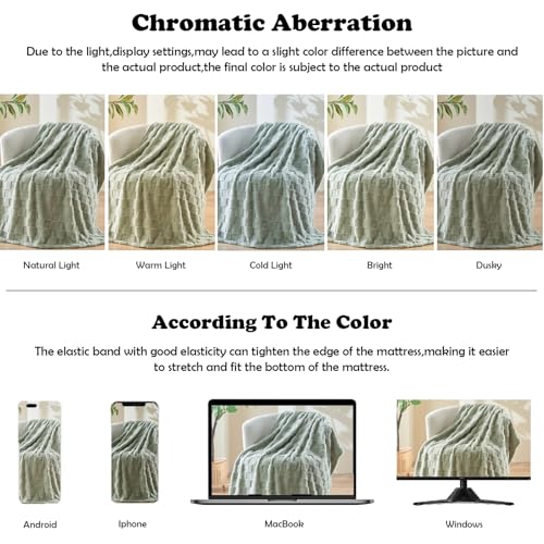 NEWCOSPLAY Super Soft Twin Blanket Sage Green Premium Silky Flannel Fleece 3D Checkered Lightweight Bed Blanket All Season Use (Sage Green Checkered, Twin(60"x80"))