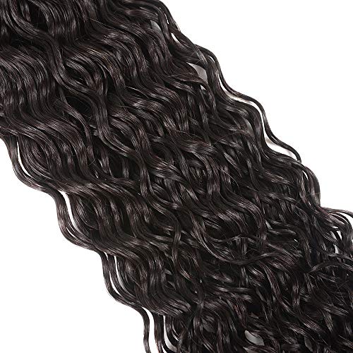 Miss Gaga WATER66666 10A Water Wave Bundles With Closure (16 18 20 +14) Wet And Wavy Brazilian Virgin Human Hair 3 Bundles With 4X4 Lace Closure With Baby Hair Free Part 1B# Curly Wave Human Hair Extensions thumb #5