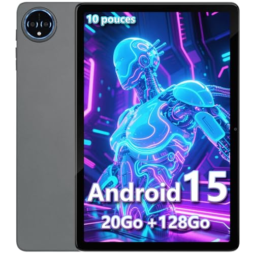 SIMPLORI Tablette 10 Pouces, Android 15, 20Go RAM + 128Go ROM(1 to Extensible) 8580 mAh Batterie, Octo-Cœur 5G WiFi Tablette Tactile, 5+13MP Caméra, Bluetooth...