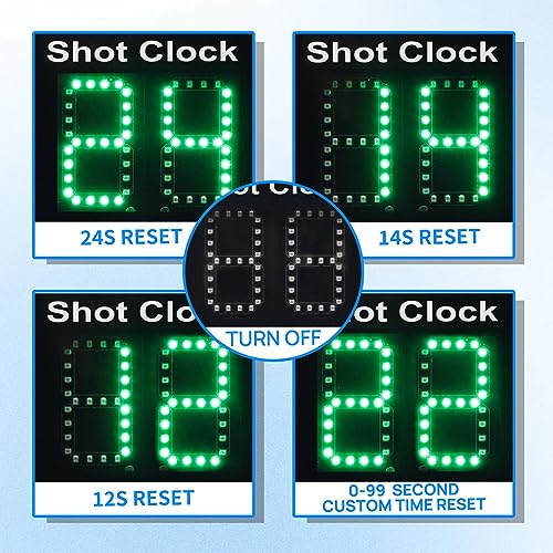 Ousmile Basketball Scoreboard with Stand, 12/14/24/30S Shot Clock Digital Scoreboard with Remote, Portable Battery Powered Electronic Scoreboard, Countdown Timer Clock Score Keeper for Multi-Sport