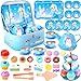 INNOCHEER Tea Party Set for Toddler Girl Toys, Frozen Toys for Girls Gifts, Tea Sets for Toddlers 3-5, Pretend Play for Toddlers, Birthday Christmas Princess Gifts Toys for 3 4 5 6 7 + Year Old Girl