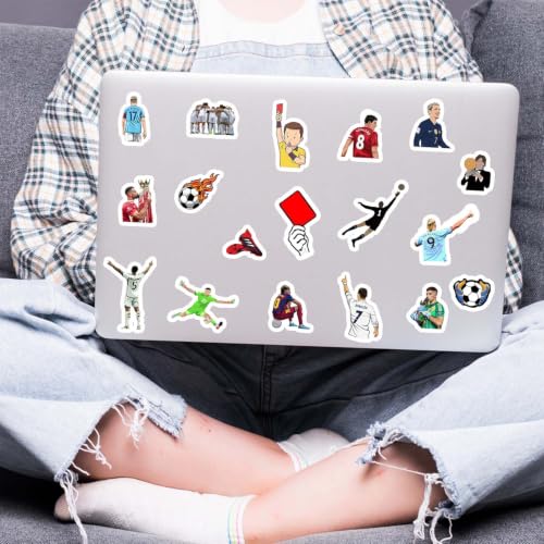 Image of Football Sticker Pack of 70 | Premium Waterproof Vinyl Sports Stickers for Laptop, Water Bottle, Phone, Helmet, Notebook, Bike, Car & Luggage | Soccer Player, Trophy & Football-Themed Aesthetic Decals