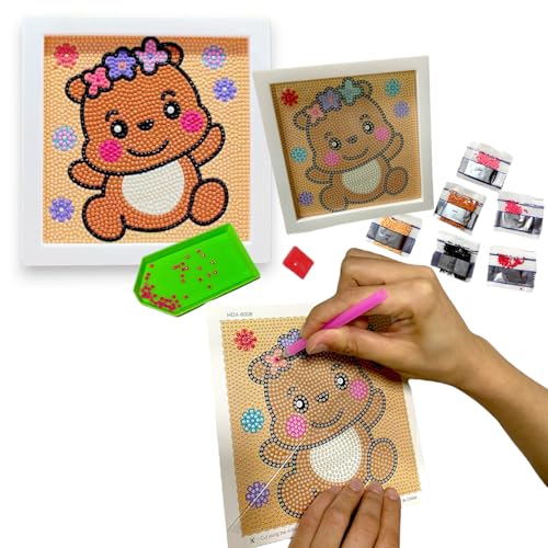 Kit Pintura Infantil Tela De Diamante Pedrinha Cristais Strass 5D Adesivos De Colar Diamond Painting