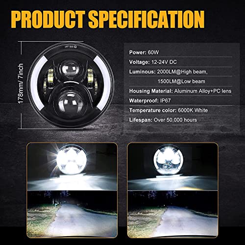 Image of SUPAREE 7 inch LED Motorcycle Headlight with 4.5 inch Fog Light fit for Touring Road King Ultra Classic Electra Street Glide Tri Cvo Heritage Softail Slim Deluxe Fatboy Chrome