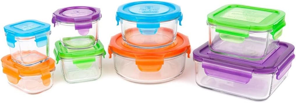 Wean Green Kitchen Set Glass Food Storage - Variety Pack of 8 containers