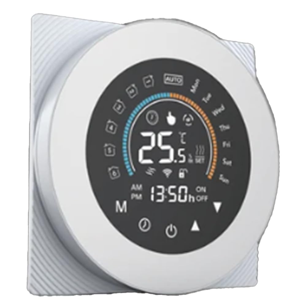 Tuya Termostat WiFi, cyfrowy wyświetlacz LCD, regulacja temperatury dotykowej do Alexa, biały, kocioł gazowy (WiFi)