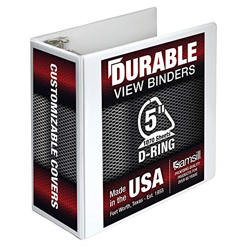 Durable 5 Inch Binder, Made In The USA, D Ring Binder
