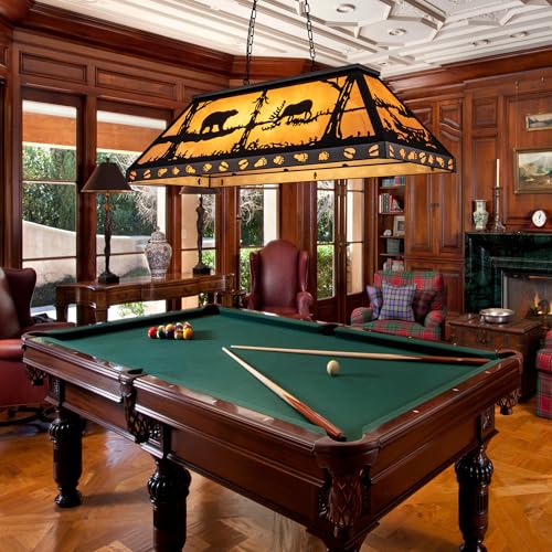 TOCHIC Vintage Pool Table Light, 4 Lights Tiffany Billiards Light Fixtures, Rustic Billiard & Pool Table Lights for Game Room Farmhouse Chandelier Man Cave Club Bar Dining Room Island 48\" Inches