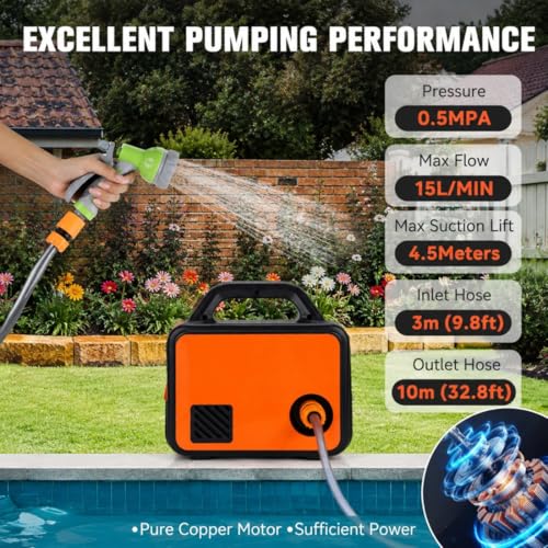 Image of STARQ Cordless Water Pump 200W 6000mAh Battery Self Priming Portable Water Transfer Pump with Spray Gun for Car Bike Garden and Home Use