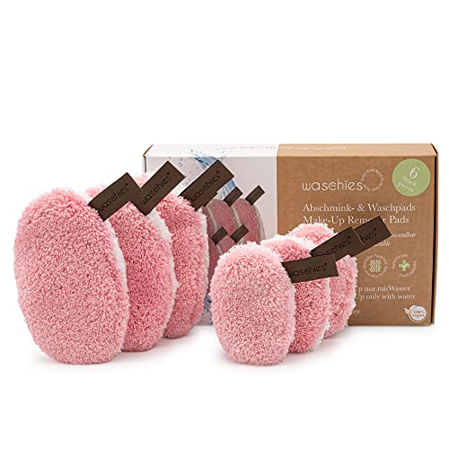 Waschies Abschminkpads/Waschpads- 6er-Set Rosé – sanfte Gesichtsreinigung - waschbar, wiederverwendbar & hypoallergen - alle Hauttypen – Alternative zu Wattepads & Abschminktüchern