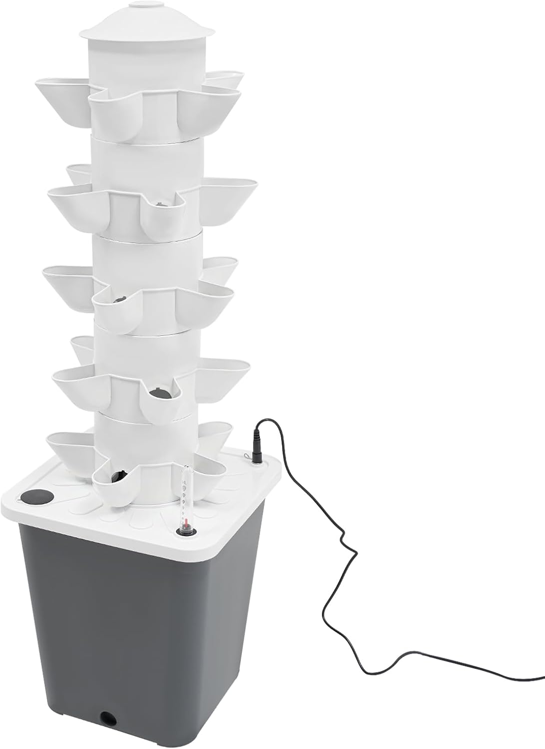 25 Plants Hydroponic Tower, Hydroponics Growing System, Vertical Garden Planter with Water Pump, Plants Germination Kit for Indoor Herbs Vegetables Fruits (Grey)