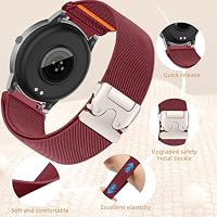 CeiBand 22MM Nylon Elastisches Armband, Ersatzarmband aus Nylongewebe, Fallschirmverschluss Atmungsaktives Sport Band, 22 mm Uhrenarmband für Damen Herren - Weinrot – Ansicht 2