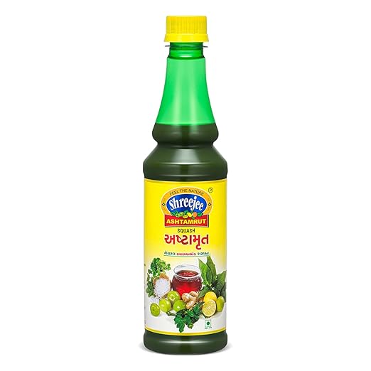 Shreejee Shreejee Honey Ashtamrut - 100% Pure Herbal Squash - 500 ml | Best Immunity Booster Drink for Adults and Kids | Ginger, Amla, Tulsi, Mint, Lemon, Pure (Pack of 1)