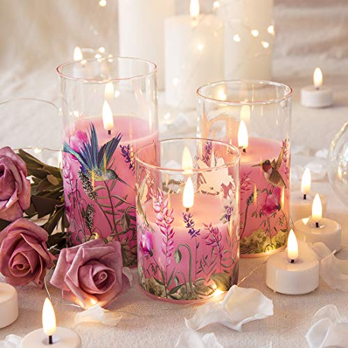Eywamage CA-MA005-PINK FLOWER Hummingbird Glass Flameless Candles thumb #3