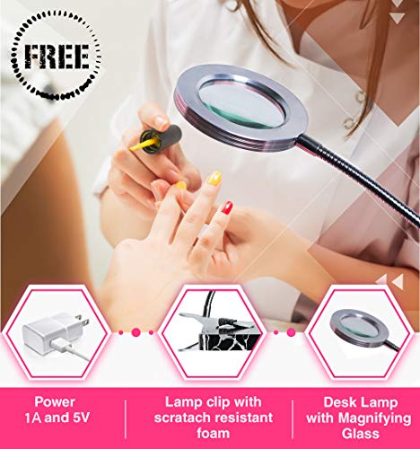 Proljs Portable Nail Table With Folding Function Manicures Desk For Salon And Home With Dust Collector Fan And Magnifying Glass Lamp #TOP2