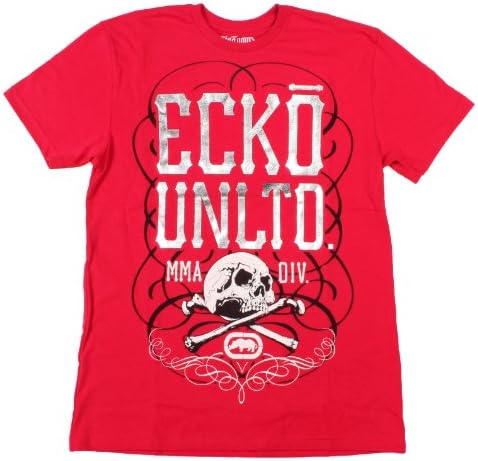 ecko unlntd. Men's MMA Skull and Bones T-Shirt (True Ecko Red, X-Large)