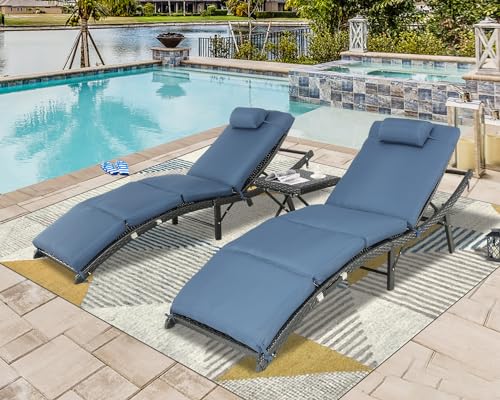 Bptd POOL CHAISE LOUNGE 3 Pieces Patio Chaise Lounge Rattan Chairs Lounge Chairs thumb #2