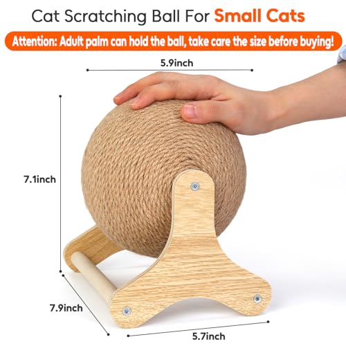 Balle à gratter en sisal pour chat, jouet d'exercice interactif et stable - 3