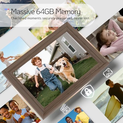 Image of NexFoto 3K Digital Picture Frame 13.5 inch Touchscreen, WiFi Electronic Photo Frame 64GB, Add Pics from Google Photos, Share Photos /Videos via App /USB, Gifts for Mom /Grandparents /Birthday, Walnut