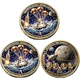 Artemis II Commemorative Coin, Artemis II Crew of Four Commemorative Deep Space Collector’s Coin Moon Mission 2026 Splashdown Memorabilia Space Gift for Collectors (3pcs)