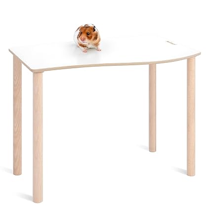 Niteangel Hamster Play Wooden Platform for Dwarf Syrian Hamsters Gerbils Mice Degus or Other Small Pets (Wave - 11.8' Height, White)