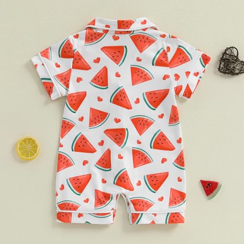 Baby Boy Girl Summer Jumpsuit Short Sleeve Button Down Romper Cute Infant One-Piece Clothes3
