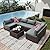 CARPETNAL 7 Pieces Patio Furniture Sets, Outdoor All-Weather Sectional Patio Sofa Set PE Rattan Manual Weaving Wicker Patio Conversation Set with Glass Table&Thick Cushions and Pillows, Grey.